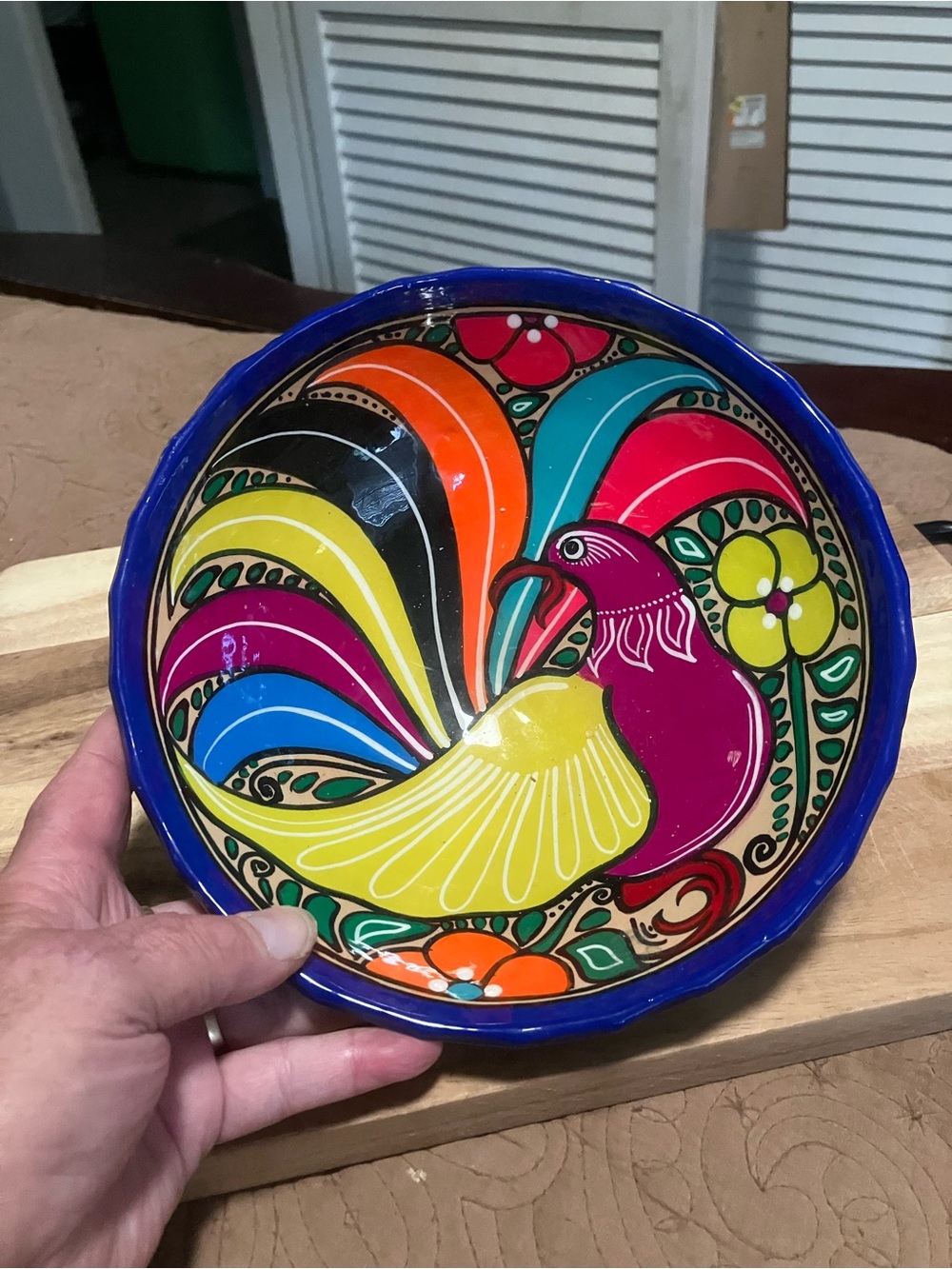 Mexican Talavera Pottery Footed Bowl